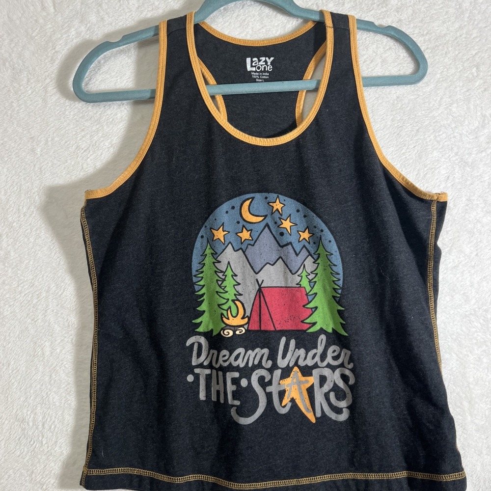 Lazy One Women's 100% Cotton "Dream Under the Stars" Tank Top Size L – Racerback